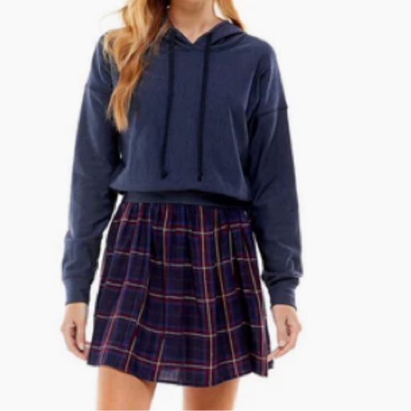 Kingston Grey Layered Look Hoodie Mini Dress In Navy Red Combo. NWT! Sz XL - Picture 5 of 5